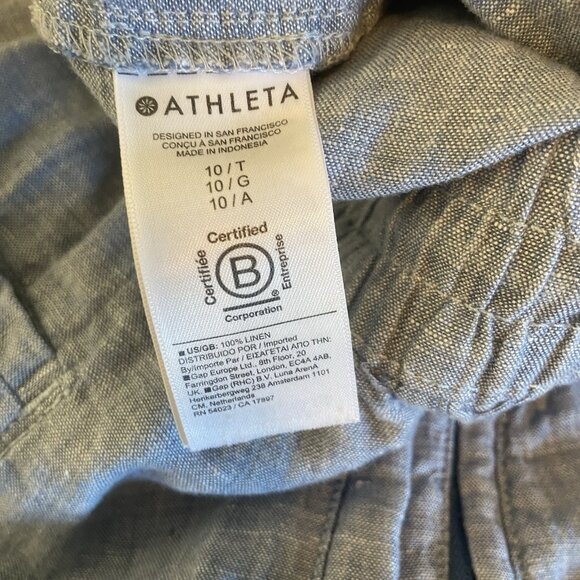 Athleta Cabo Linen Jogger Pants Chambray Blue Size 10 T Tall Athleisure Sporty - Picture 9 of 9